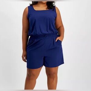 Ideology Commuter Romper Sz 4X NWT Tartan Blue